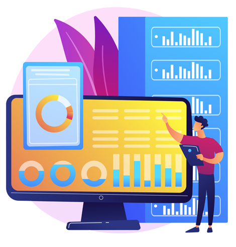 EEXALYSE illustration showing data analytics and AI insights